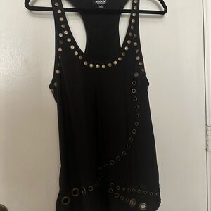 Allen B. By Allen Schwartz Black Gold Embellished Tank Top